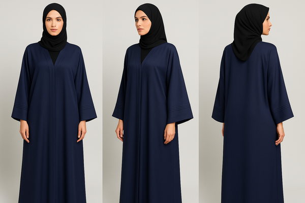 Navy Blue Open Abaya – Zoom Nida Jubah Fabric, Elegant Modest Wear