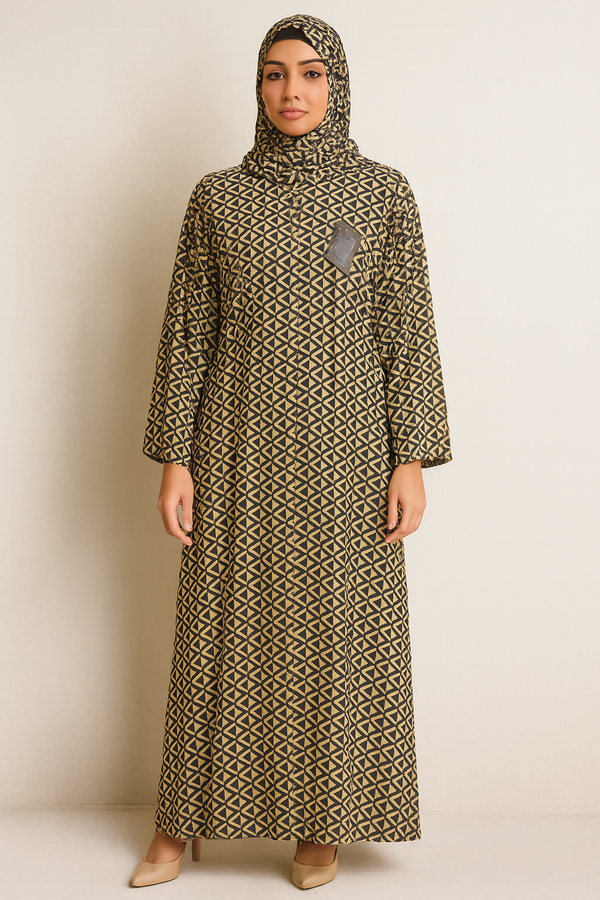Elegant Geometric Open Maxi with Matching Stole